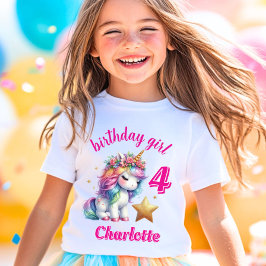 Glitter unicorn magische ster Meisjes verjaardag T-shirt