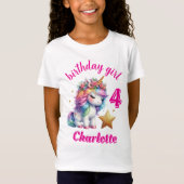 Glitter unicorn magische ster Meisjes verjaardag T-shirt (Voorkant)