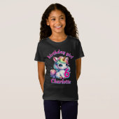 Glitter unicorn magische ster Meisjes verjaardag z T-shirt (Voorkant volledig)