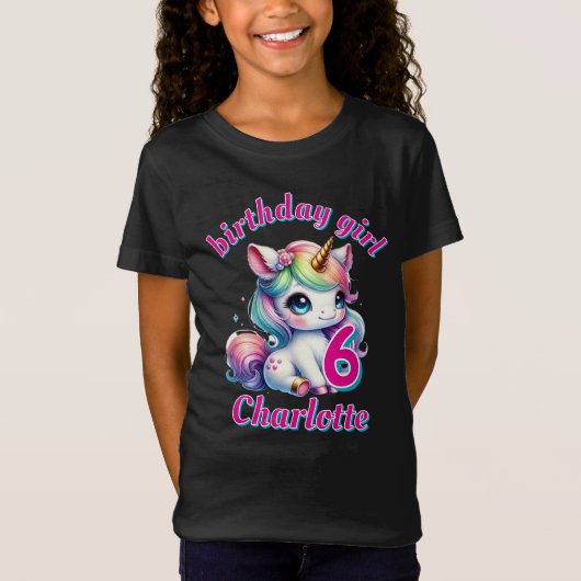 Glitter unicorn magische ster Meisjes verjaardag z T-shirt (Voorkant)
