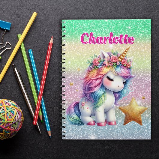 Glitter unicorn magische ster notitieboek