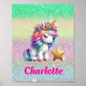 Glitter unicorn magische ster poster (Voorkant)