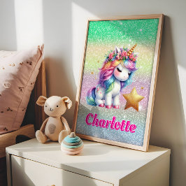 Glitter unicorn magische ster poster