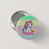 Glitter unicorn magische ster ronde button 3,2 cm (Voorkant /achterkant)