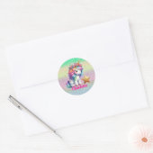 Glitter unicorn magische ster ronde sticker (Envelop)