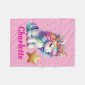 Glitter unicorn magische ster roze fleece deken (Voorkant (Horizontaal))