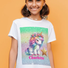 Glitter unicorn magische ster t-shirt