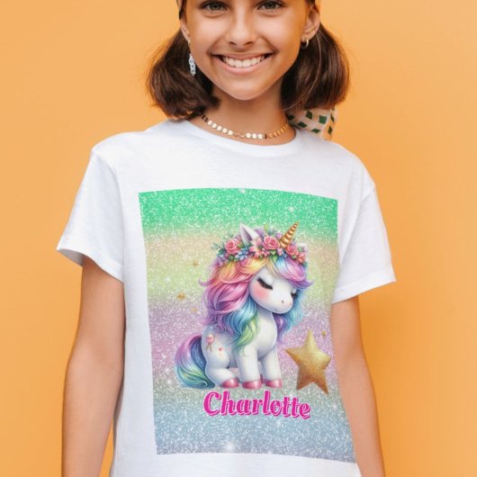 Glitter unicorn magische ster t-shirt