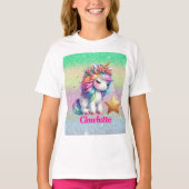 Glitter unicorn magische ster t-shirt (Voorkant)