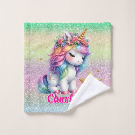Glitter unicorn magische ster washandje