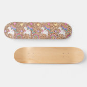 Glitter unicorn-patroon persoonlijk skateboard (Horizontaal)