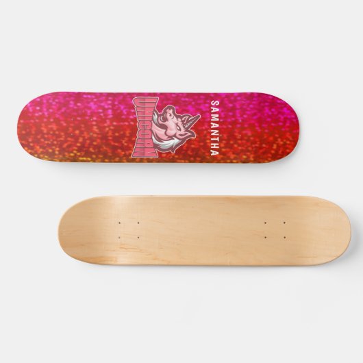 Glitter Unicorn Persoonlijk Skateboard (Horizontaal)
