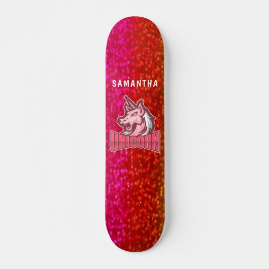 Glitter Unicorn Persoonlijk Skateboard (Voorkant)