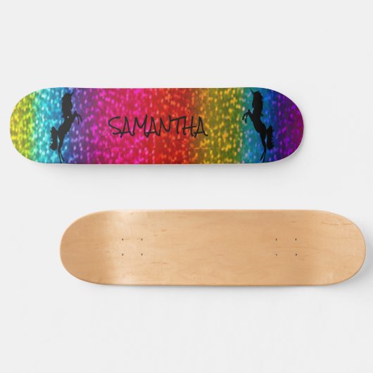 Glitter Unicorn Persoonlijk Skateboard (Horizontaal)