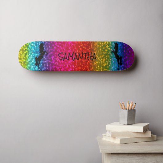 Glitter Unicorn Persoonlijk Skateboard (Muurkunst (Horizontaal))