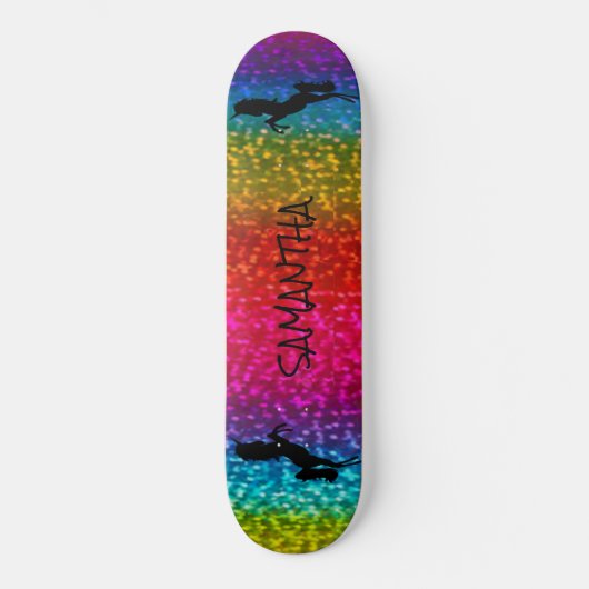 Glitter Unicorn Persoonlijk Skateboard (Voorkant)