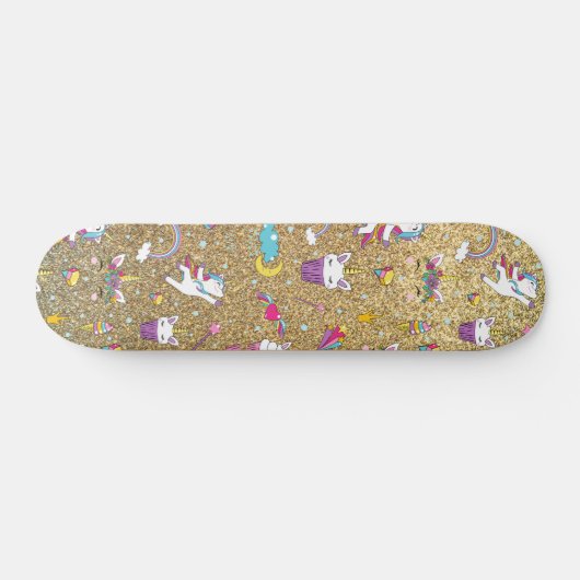Glitter unicorn persoonlijk skateboard (Horizontaal)