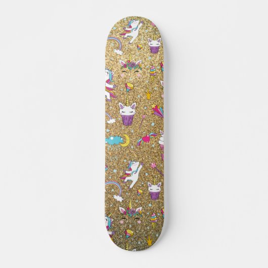 Glitter unicorn persoonlijk skateboard (Voorkant)