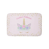 Glitter Unicorn Pink Paars Gold Floral Girl's Badmat (Voorkant)