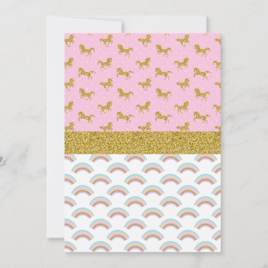 Glitter Unicorn Rainbow Party-uitnodigingen Kaart (Voorkant)