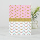 Glitter Unicorn Rainbow Party-uitnodigingen Kaart (Staand voorkant)