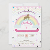 Glitter Unicorn, Rainbow Stars Birthday Uitnodigin Kaart (Voorkant)
