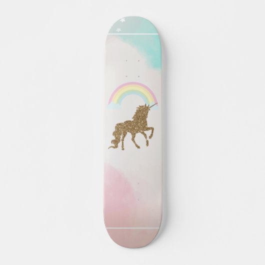 Glitter Unicorn, Regenboog Persoonlijk Skateboard (Voorkant)