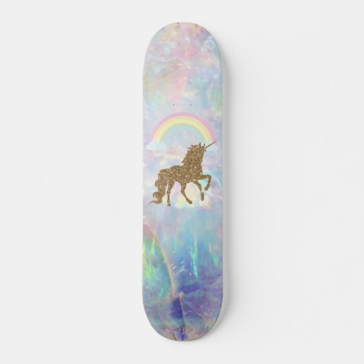 Glitter Unicorn, Regenboogopal Persoonlijk Skateboard (Voorkant)