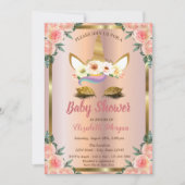 Glitter Unicorn Rozen Crown Baby shower Kaart (Voorkant)