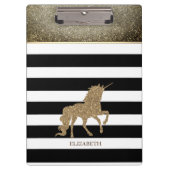 Glitter Unicorn, Stripes - Gepersonaliseerd Klembord (Voorkant)