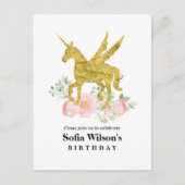 glitter unicorn - uitnodiging briefkaart (Voorkant)