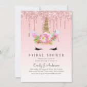 Glitter Unicorn VRIJGEZELLENFEEST Roze Gold Drivin Kaart (Voorkant)