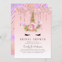 Glitter Unicorn VRIJGEZELLENFEEST Roze Gold Drivin Kaart