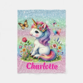 Glitter unicorn weide wilde bloemen fleece deken