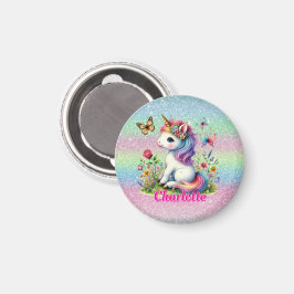 Glitter unicorn weide wilde bloemen magneet