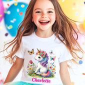 Glitter unicorn weide wilde bloemen t-shirt