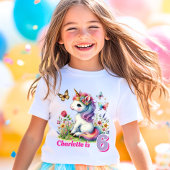 Glitter unicorn weide wilde bloemen verjaardag t-shirt