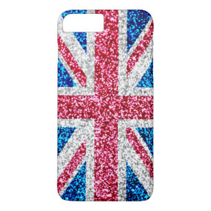 Glitter Union Jack Britse vlag iPhone 8/7 Plus Hoesje