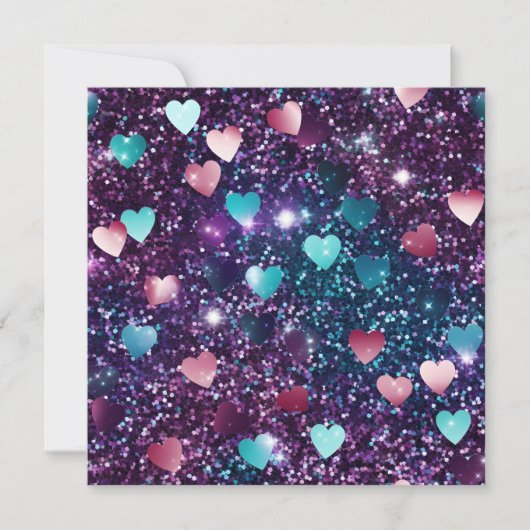 Glitter Valentijnsdag hart collage Feestdagenkaart (Voorkant)