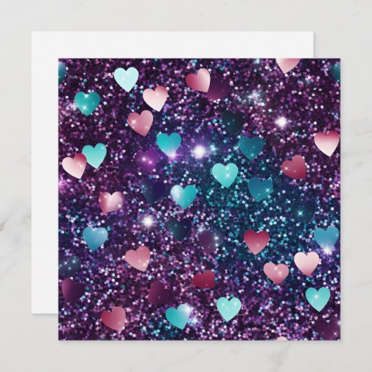 Glitter Valentijnsdag hartcollage Feestdagenkaart (Voorkant / Achterkant)