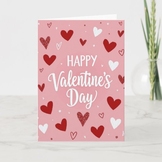 Glitter Valentine Hearts Day Card Kaart (Voorkant)