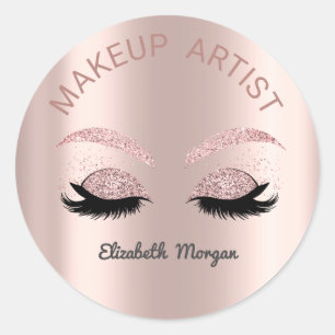Glitter Valse Wimpers, Roze Goud, Make-up Ronde Sticker