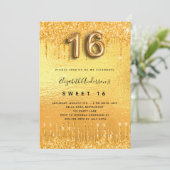 Glitter van 16 partijen met gouden glitter drupt g kaart (Staand voorkant)