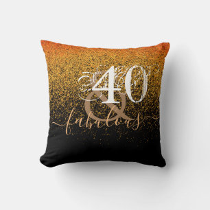 Glitter van 40 of 100 jaar zwart goud kussen