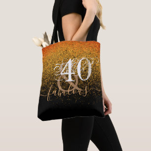 Glitter van 40 of 100 jaar zwart goud tote bag