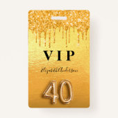 Glitter van 40e verjaardag druppelt metallische ga badge (Voorkant)