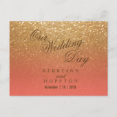 Glitter van koraal en goud - RSVP Briefkaart (Voorkant)