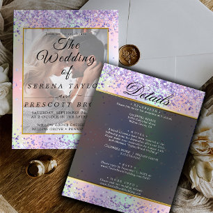 Glitter Vellum Overlay Wedding Invitation Kaart