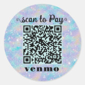 Glitter Venmo QR code ronde Sticker (Voorkant)