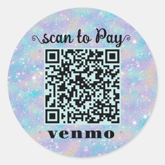 Glitter Venmo QR code ronde Sticker (Voorkant)